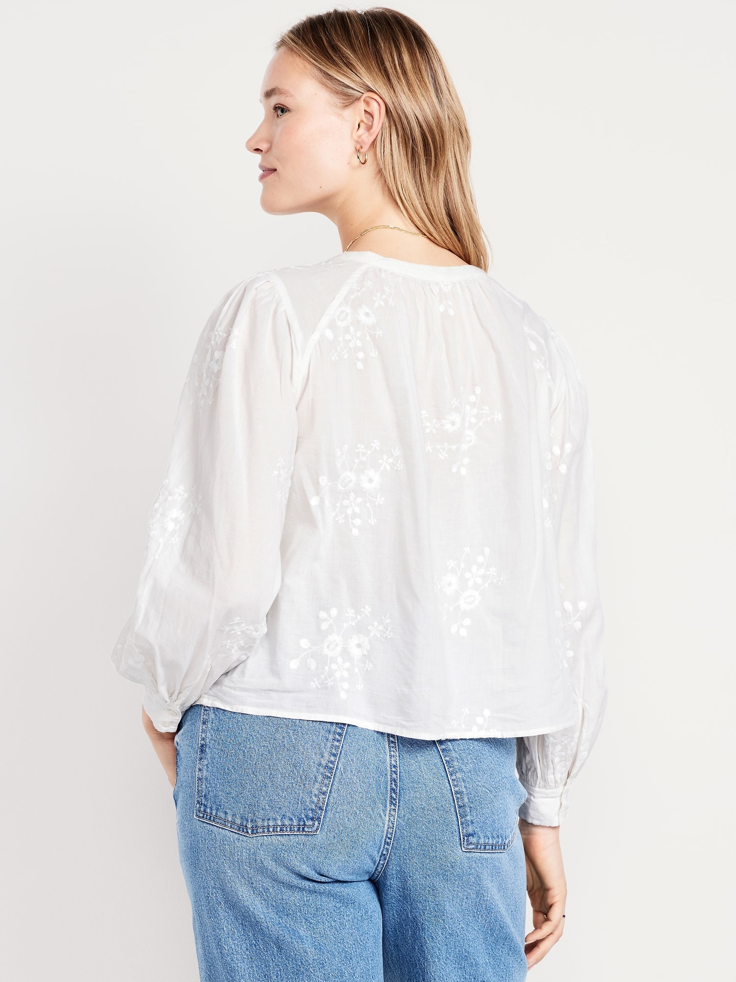 Button-Down Embroidered Top