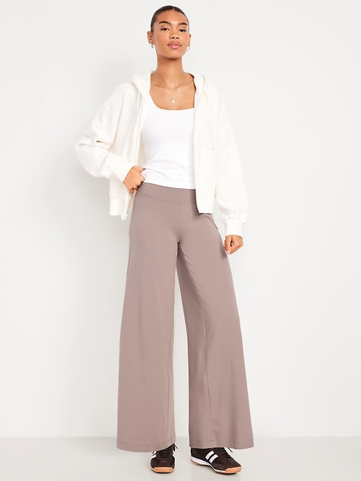 Image number 1 showing, Mid-Rise Jersey Super Wide-Leg Leggings
