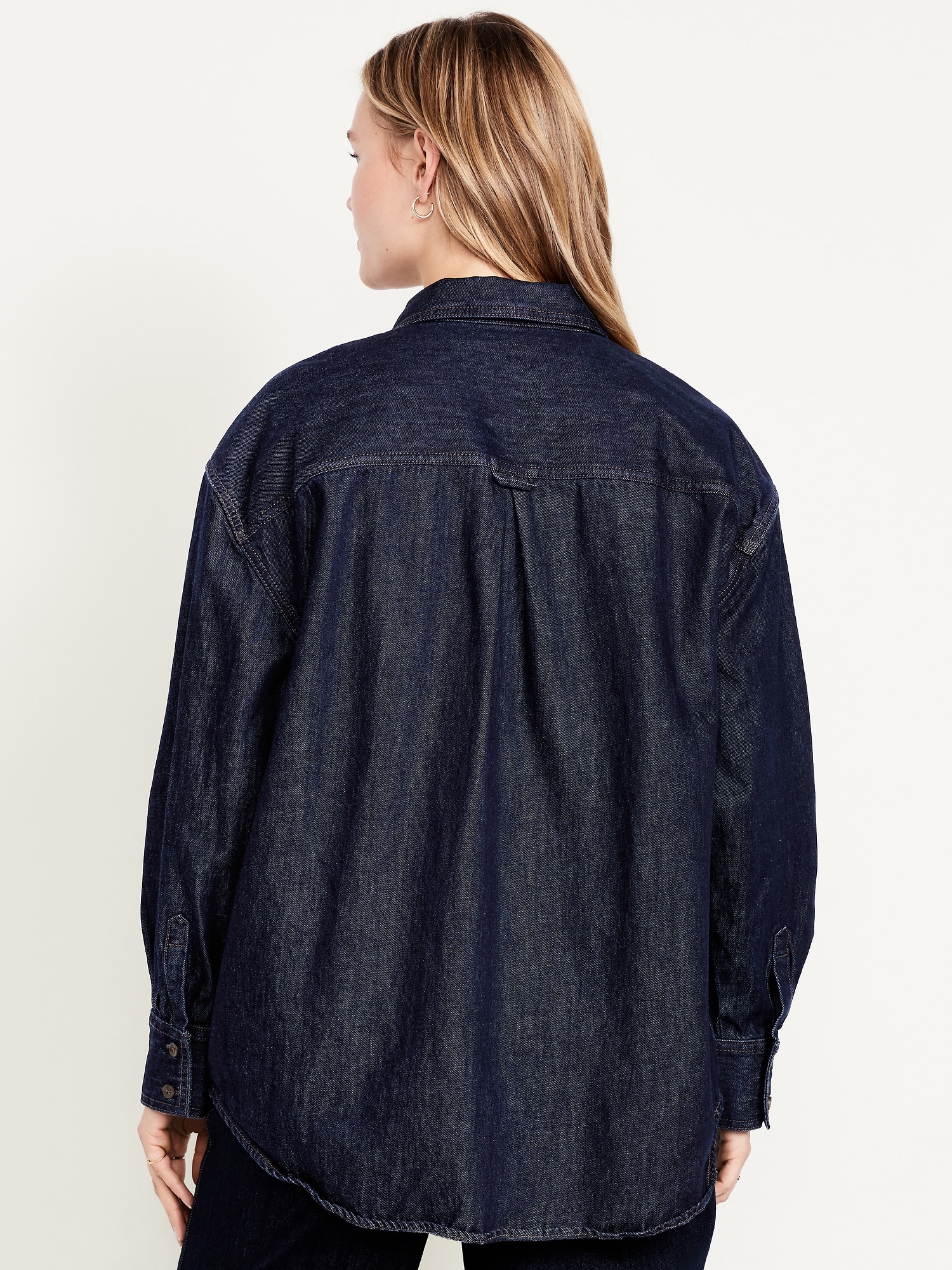 Oversized Boyfriend Button-Down Jean Shirt