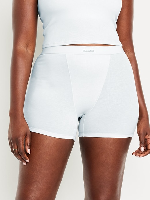 Image number 5 showing, High-Waisted Ribbed Boyshort Briefs -- 3-inch inseam