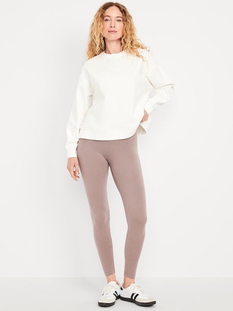 High-Waisted Jersey Fashion Layering Leggings - Earthy Mauve
