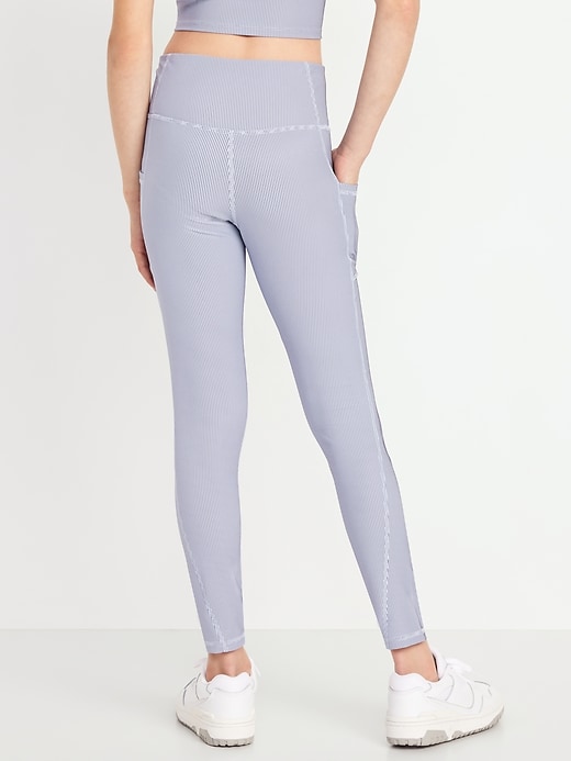Image number 2 showing, High-Waisted PowerSoft Ribbed Performance 7/8 Leggings for Girls