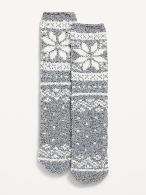 Cozy Socks for Men - Gray Fair Isle