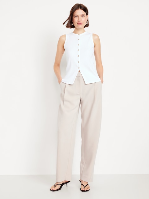 High-Waisted Taylor Barrel Ankle Pants - Beige