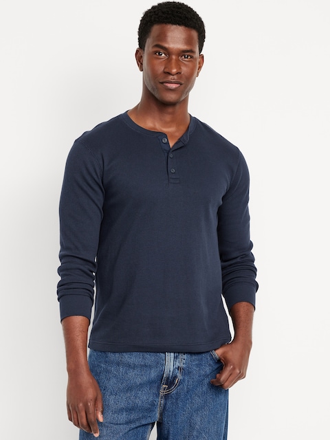 Waffle Henley T-Shirt - In The Navy