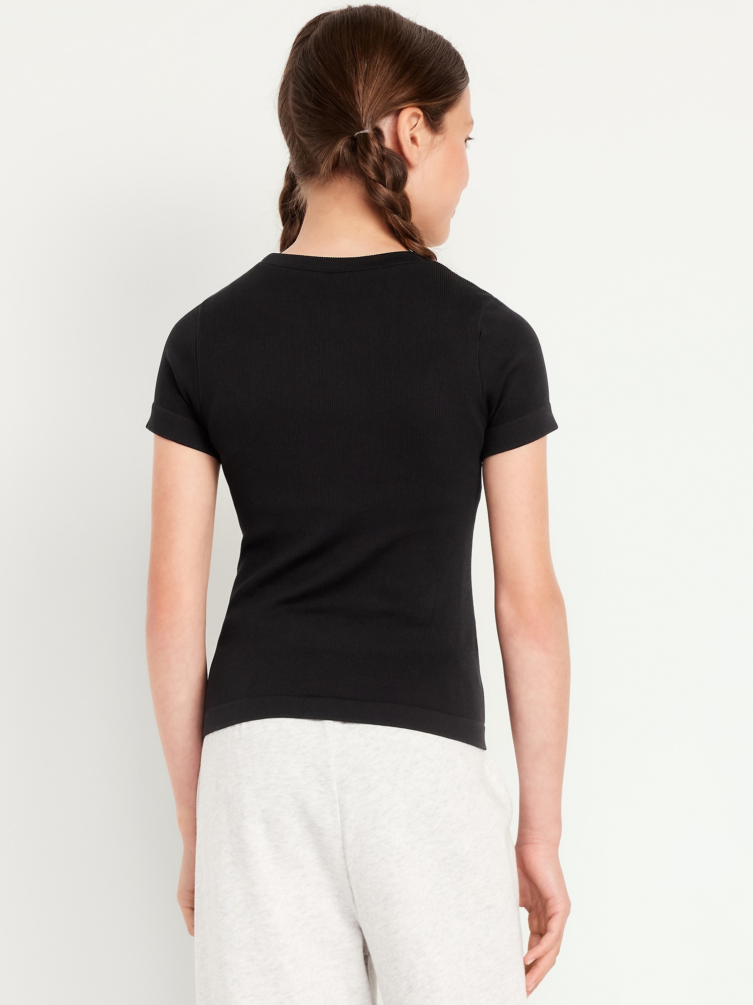 Fitted Seamless Ribbed Performance Top for Girls