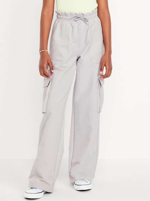 High-Waisted Cargo Wide-Leg Performance Pants for Girls - Polished Concrete