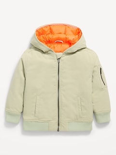 Water-Resistant Hooded Bomber Jacket for Toddler Boys