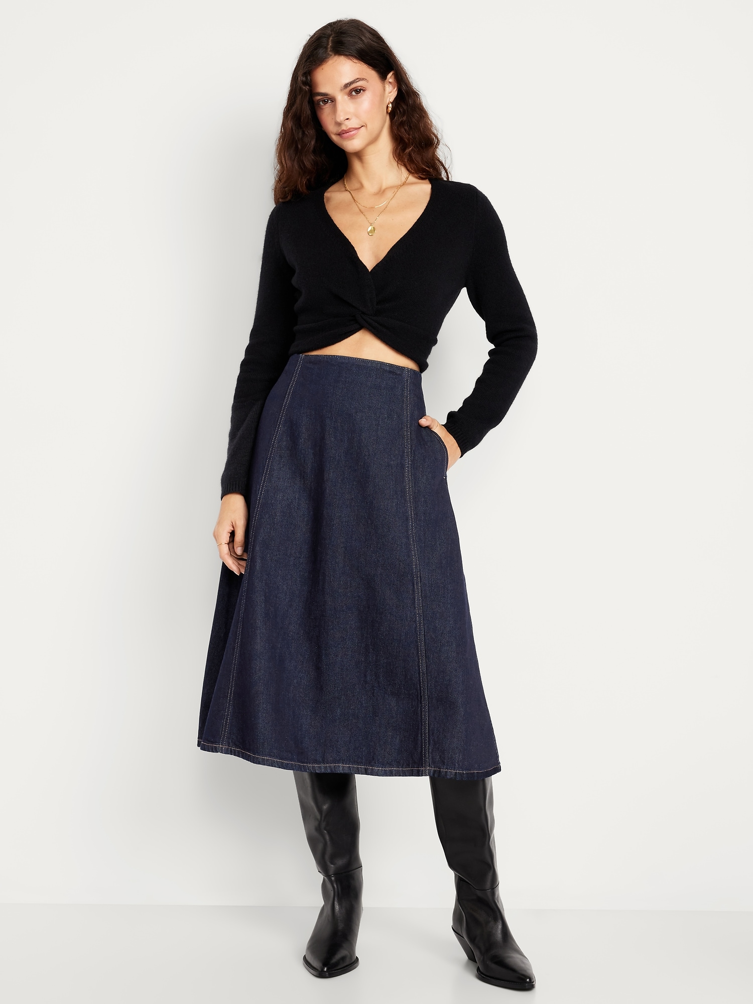 スティナ stina pull-on skirt / dark navy stina / pull-on