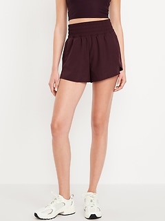 Extra High-Waisted Crinkle Run Shorts -- 3-inch inseam