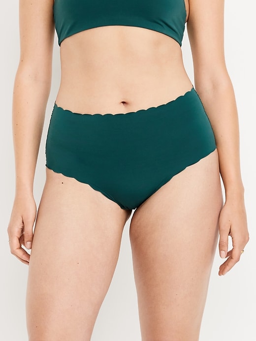 Image number 5 showing, High-Waisted No-Show Scalloped Brief Underwear