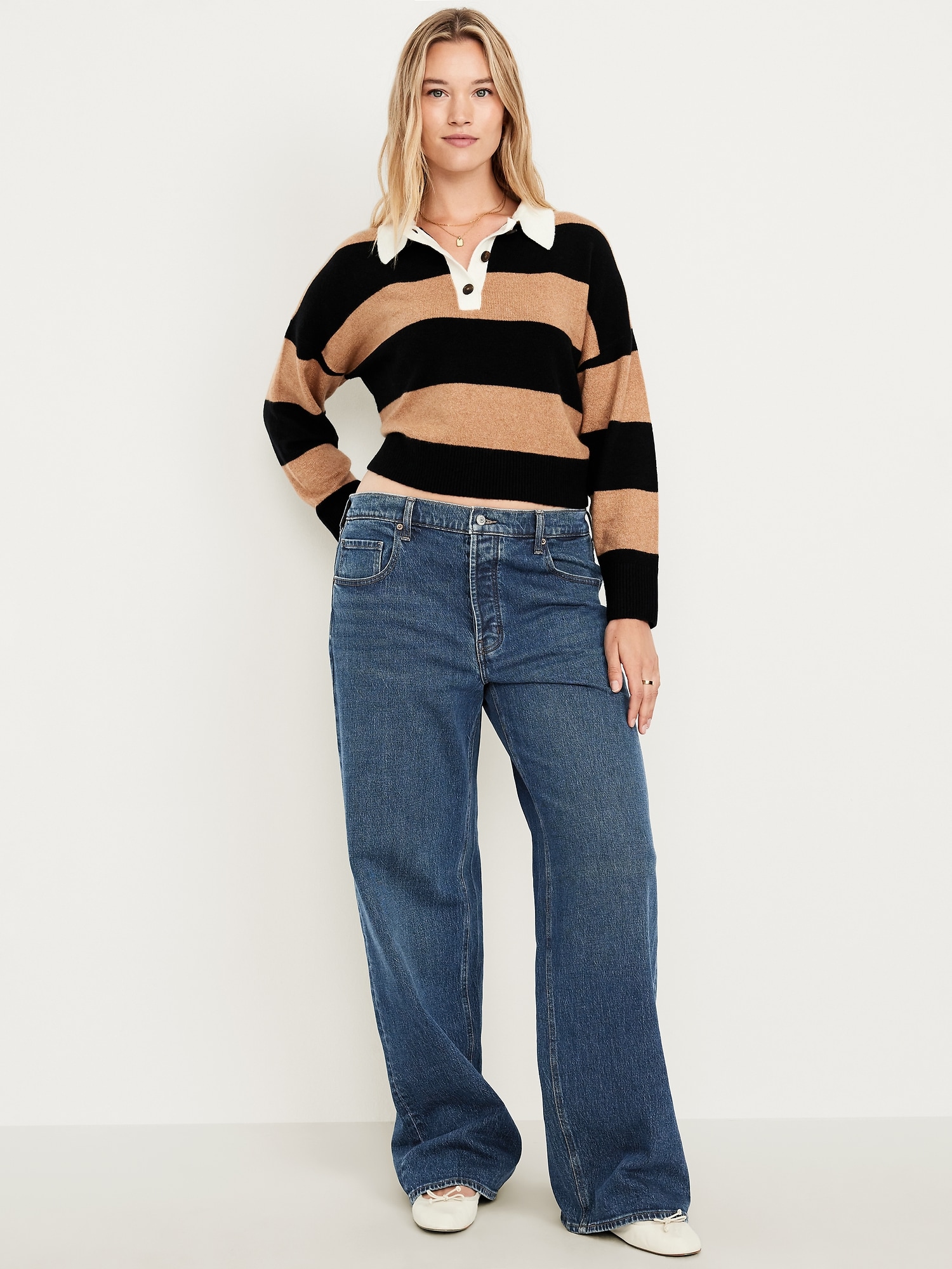 Mid-Rise Slouchy Wide-Leg Jeans
