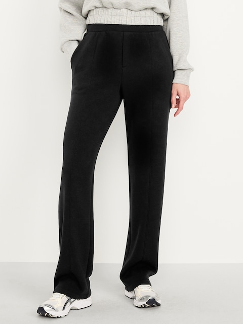 High-Waisted Bounce Fleece Trouser Sweatpants - Black Jack