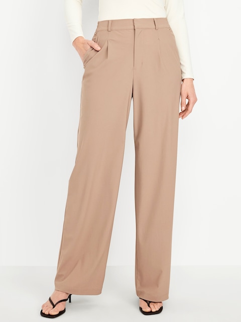 High-Waisted SleekTech Trouser Pants - Salt Marsh