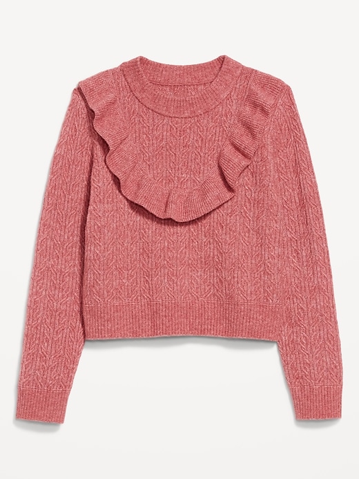 Image number 4 showing, Wool-Blend Cropped Ruffle Sweater