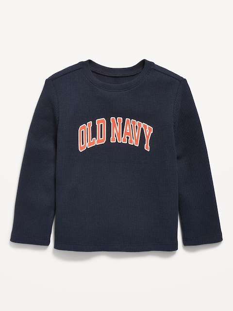 Long-Sleeve Logo-Graphic Thermal Knit T-Shirt for Toddler Boys - In The Navy