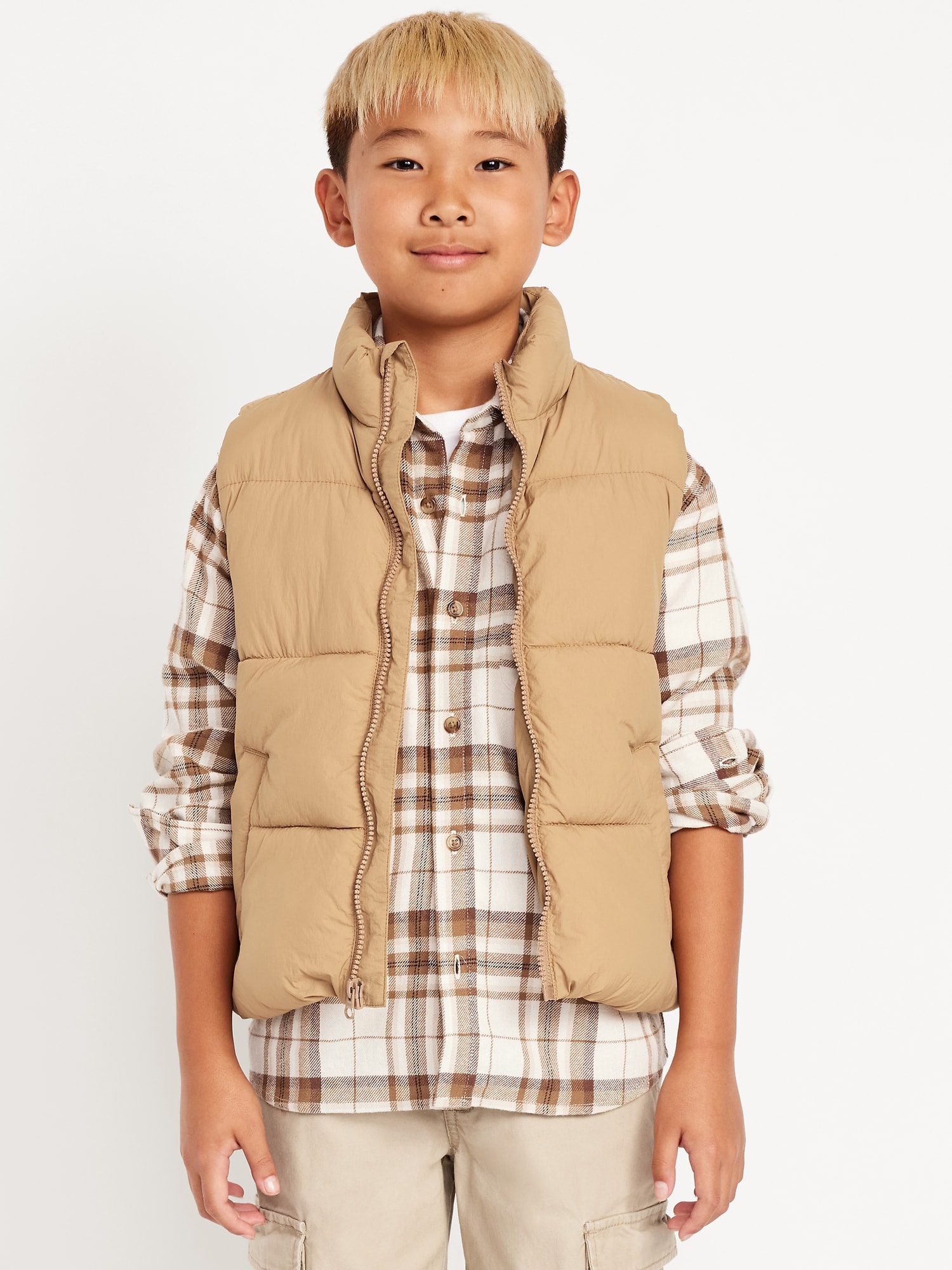 Water-Resistant Quilted Puffer Vest for Boys