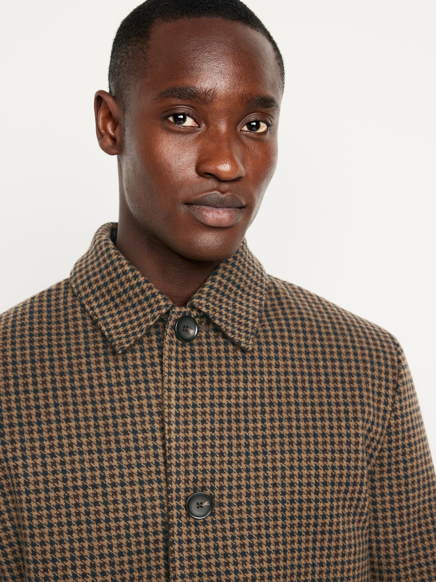 quui houndstooth over jacket【brown】 Houndstooth Wool Jacket Brown Multi | French Connection US