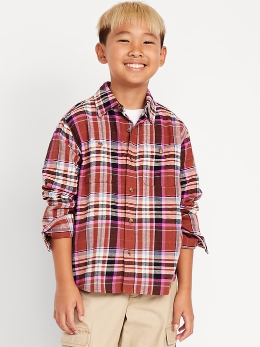 Image number 1 showing, Long-Sleeve Pocket Plaid Flannel Shirt for Boys