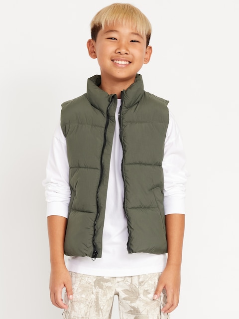 Water-Resistant Quilted Puffer Vest for Boys - Terrestrial Green
