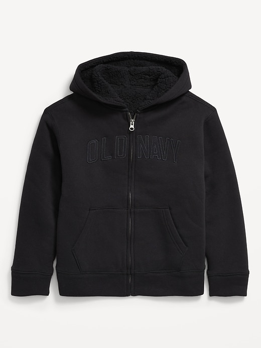 Image number 2 showing, Logo-Graphic Sherpa-Lined Zip Hoodie for Boys