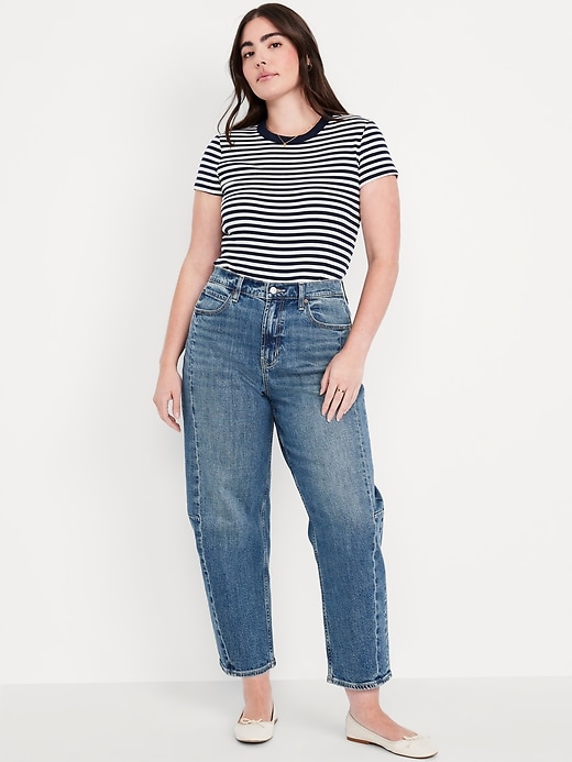 Image number 6 showing, High-Waisted Barrel Ankle Jeans