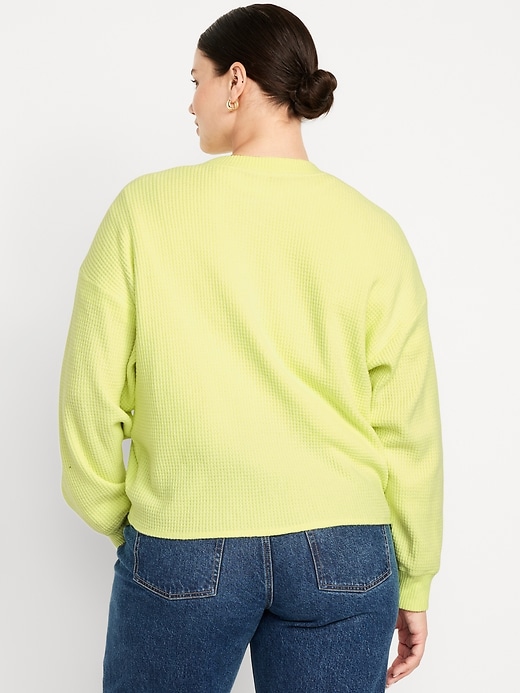 Image number 5 showing, Oversized Cozy Waffle Henley Top