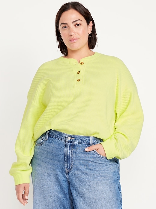 Image number 6 showing, Oversized Cozy Waffle Henley Top