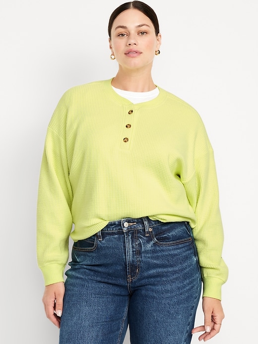Image number 4 showing, Oversized Cozy Waffle Henley Top