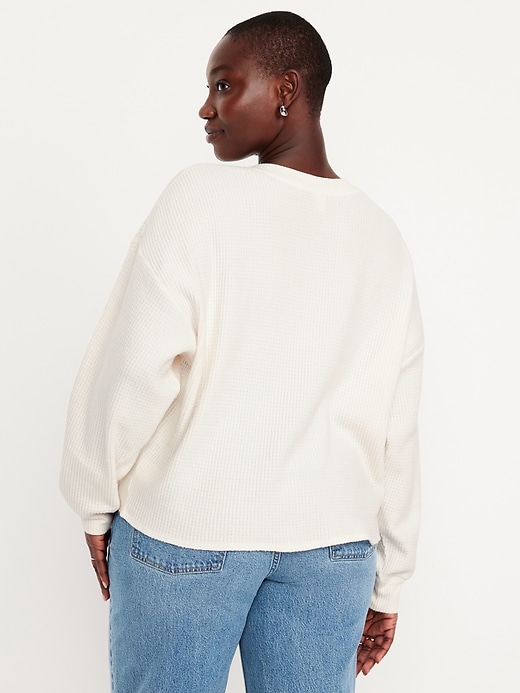 Image number 5 showing, Oversized Cozy Waffle Henley Top