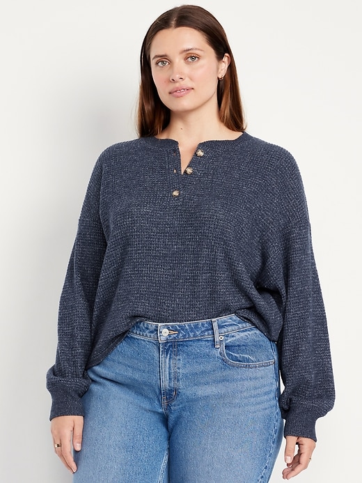 Image number 6 showing, Oversized Cozy Waffle Henley Top