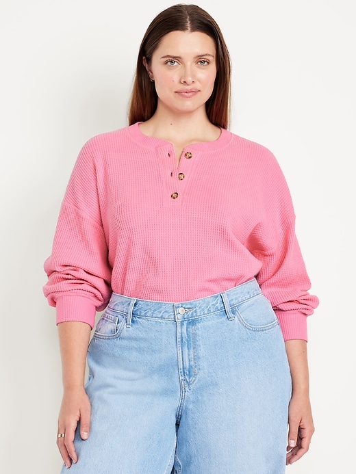 Image number 6 showing, Oversized Cozy Waffle Henley Top