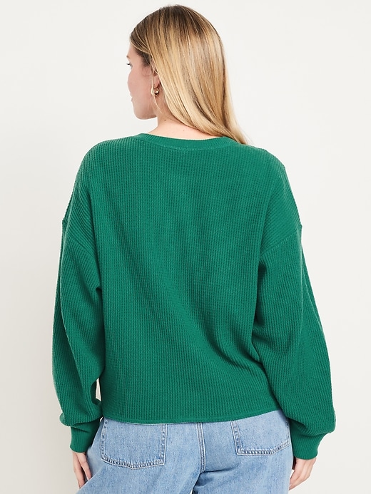 Image number 5 showing, Oversized Cozy Waffle Henley Top