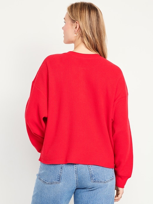 Image number 5 showing, Oversized Cozy Waffle Henley Top