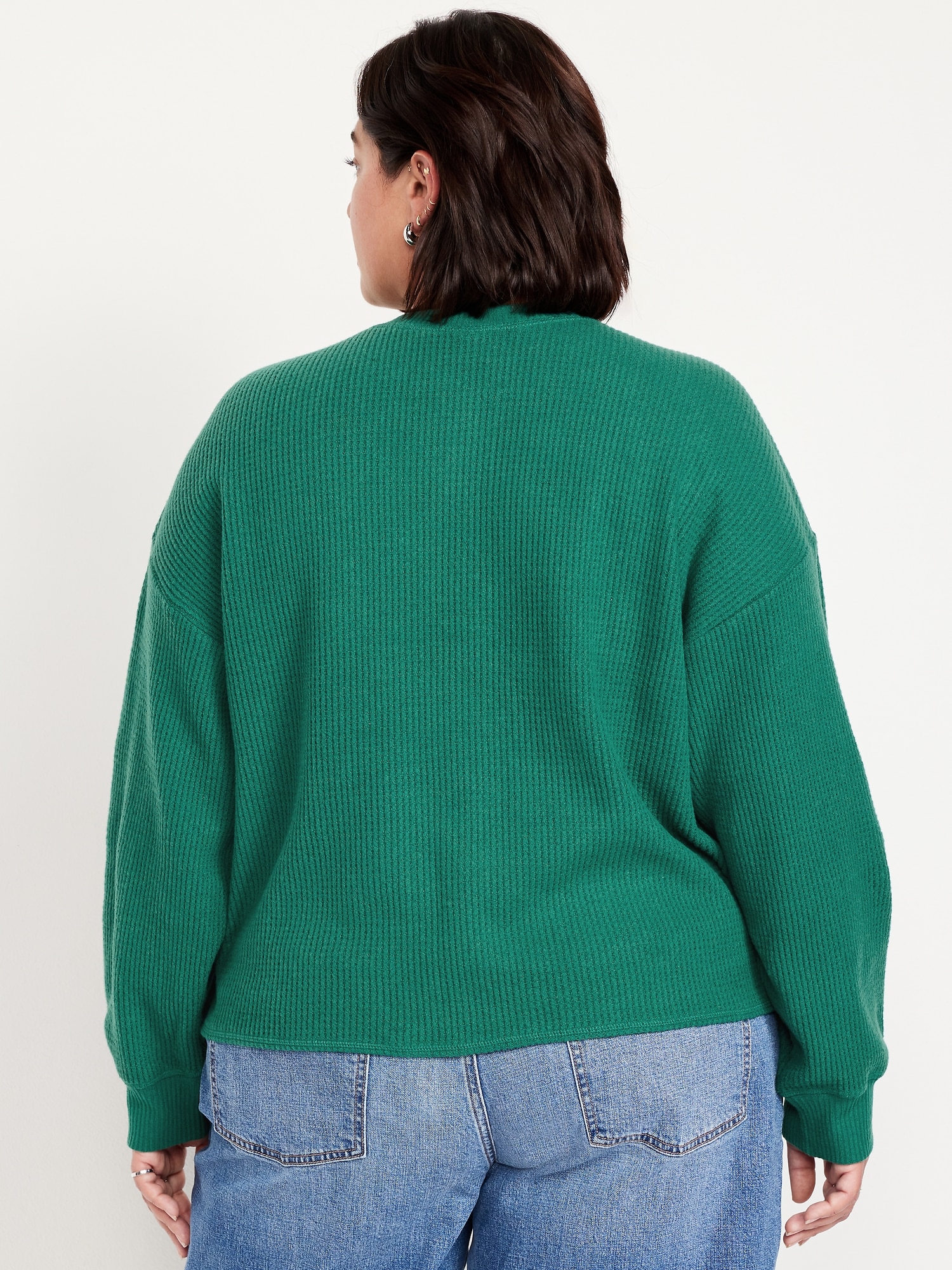 Oversized Cozy Waffle Henley Top