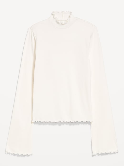 Image number 8 showing, Mock-Neck Lettuce-Edge Rib Top