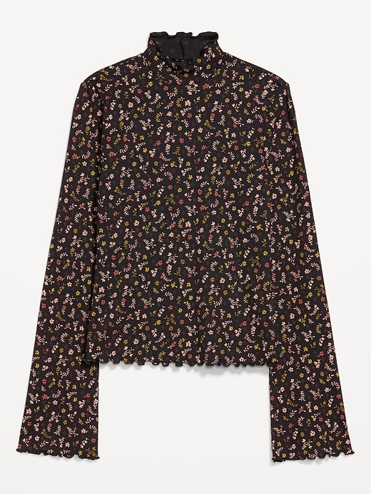 Image number 8 showing, Mock-Neck Lettuce-Edge Rib Top