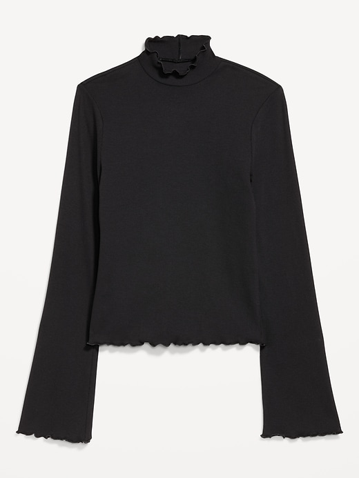 Image number 8 showing, Mock-Neck Lettuce-Edge Rib Top