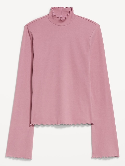 Image number 8 showing, Mock-Neck Lettuce-Edge Rib Top