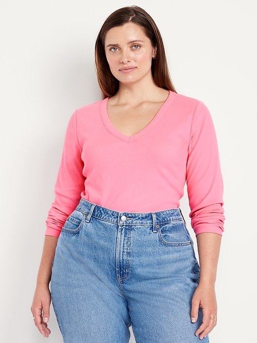 Image number 6 showing, Long-Sleeve Cozy V-Neck Top