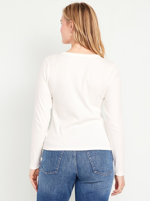 Image number 5 showing, Long-Sleeve Cozy V-Neck Top