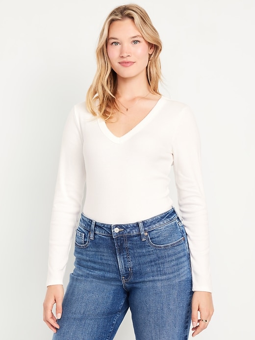Image number 4 showing, Long-Sleeve Cozy V-Neck Top