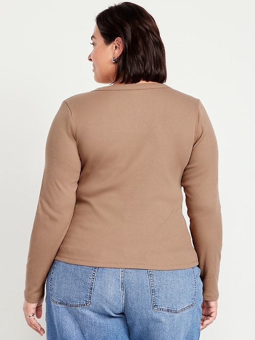 Image number 7 showing, Long-Sleeve Cozy V-Neck Top