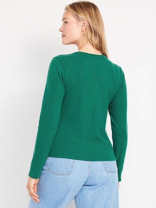Image number 5 showing, Long-Sleeve Cozy V-Neck Top