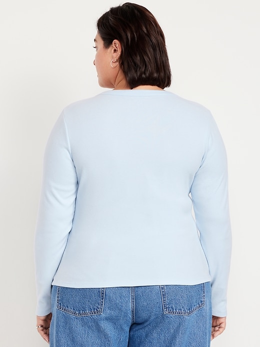 Image number 7 showing, Long-Sleeve Cozy V-Neck Top