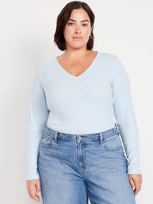 Image number 6 showing, Long-Sleeve Cozy V-Neck Top