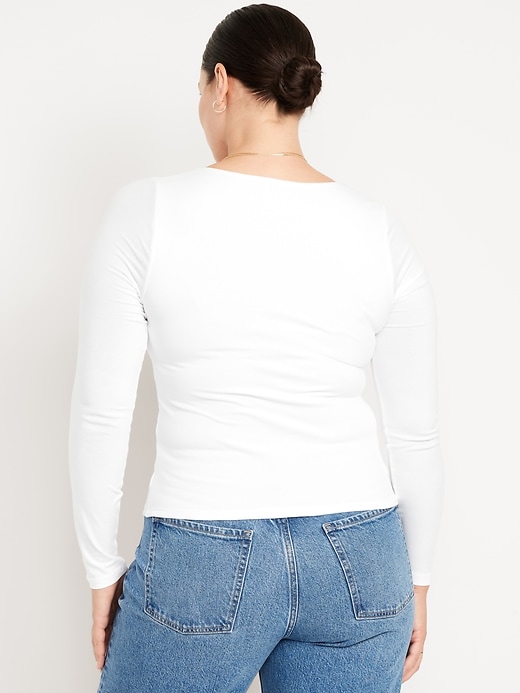 Image number 5 showing, Fitted Double-Layer Scoop-Neck Top