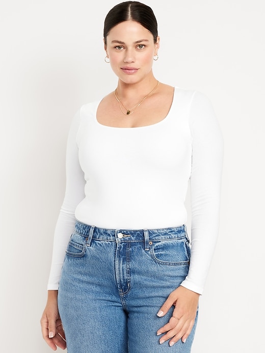 Image number 4 showing, Fitted Double-Layer Scoop-Neck Top