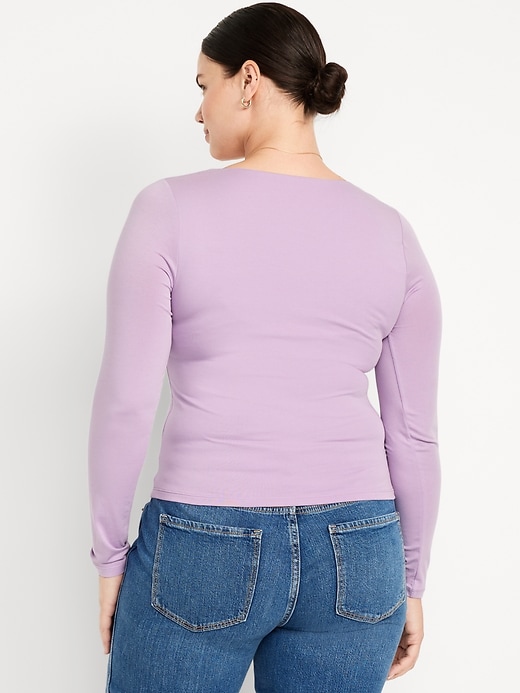 Image number 5 showing, Fitted Double-Layer Scoop-Neck Top