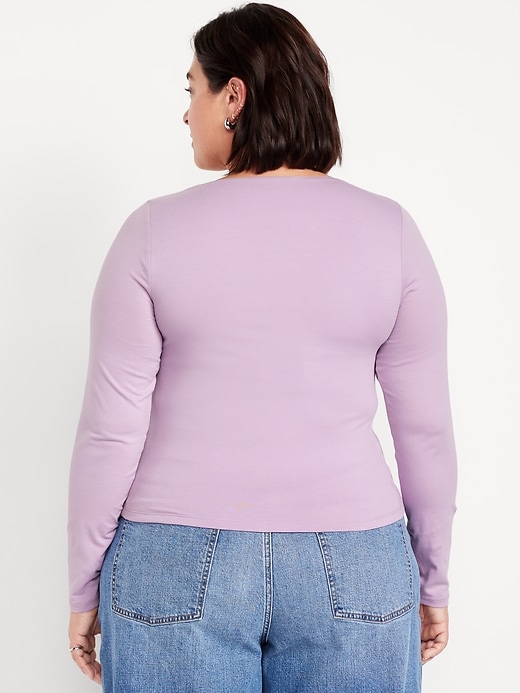 Image number 7 showing, Fitted Double-Layer Scoop-Neck Top